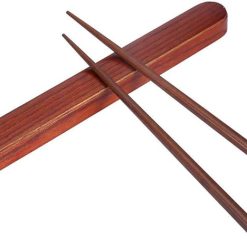 Portable Wooden Chopsticks with Box Case - Deep Color Wood Chopsticks for Travel & Outdoor