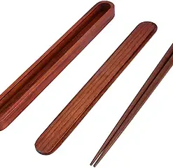 Portable Eco Friendly Wooden Chopsticks Storage Case Box with One Pair of Chopsticks for Home Office School Travel Camping Picnic(A)