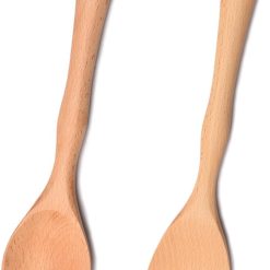 Wooden Spoons for Cooking, Comfortable Grip Wooden Kitchen Utensils Set, Beech Wood Cooking Spatula and Spoon