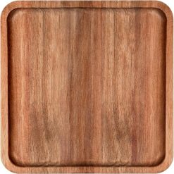 8" Acacia Wood Plate, Square Wooden Trays Serving Platter Dinner Server Tray Dessert Cookie Snack Fruit Serving Board.